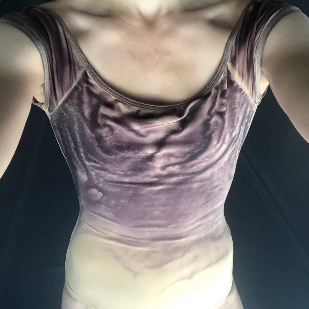 Hand-painted Watercolor cap-sleeve leotard